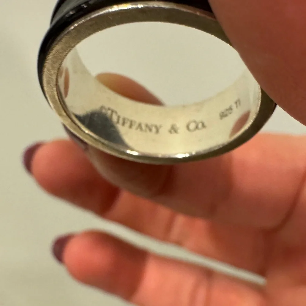 Authentic Tiffany & Co. 1837 Black Titanium and Silver Midnight Ring Band - Picture 4 of 4